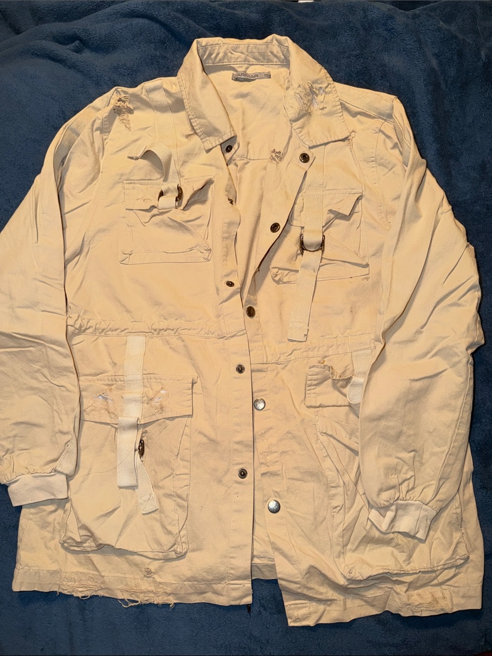 Women’s Carmar Cream Distressed Utility Jacket - Lightweight